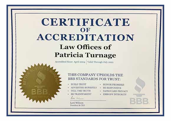 Certificate of Accreditation | Law Offices of Patricia Turnage, P.C.